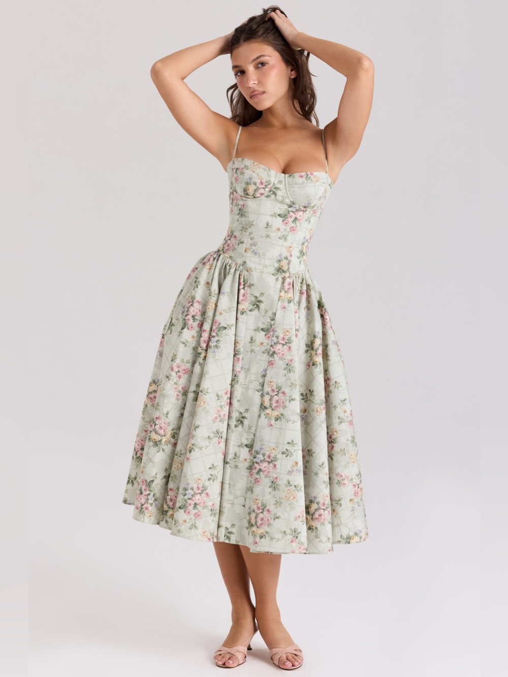 House of CB Samaria Floral Corset Midi Dress - Picture 2 of 8